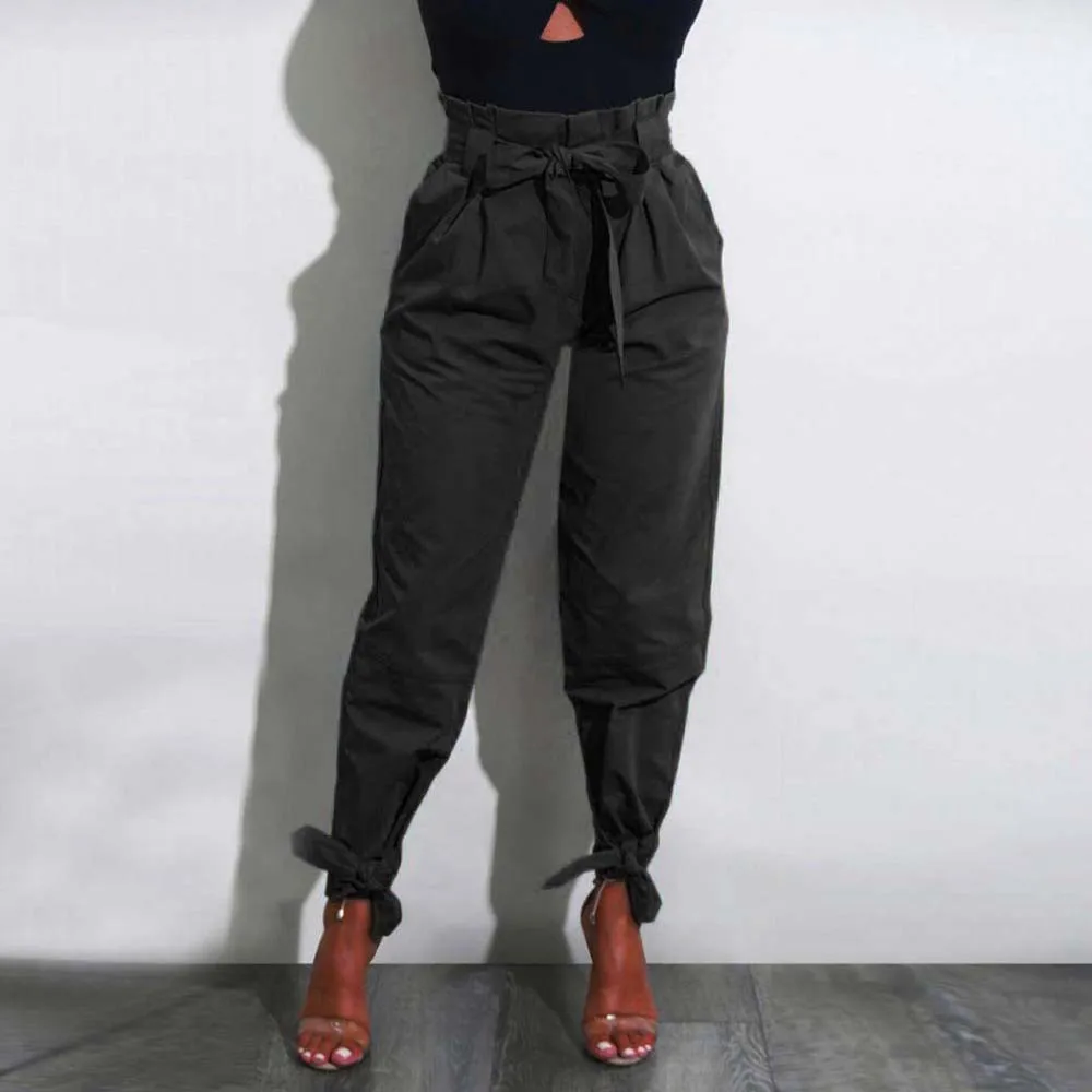 Woman jeans Winter Womens Belted High Waist Trousers Ladies Party Casual Red wine pencil pants high waist trousers 7.11