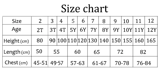 Tutu Dress Size Chart