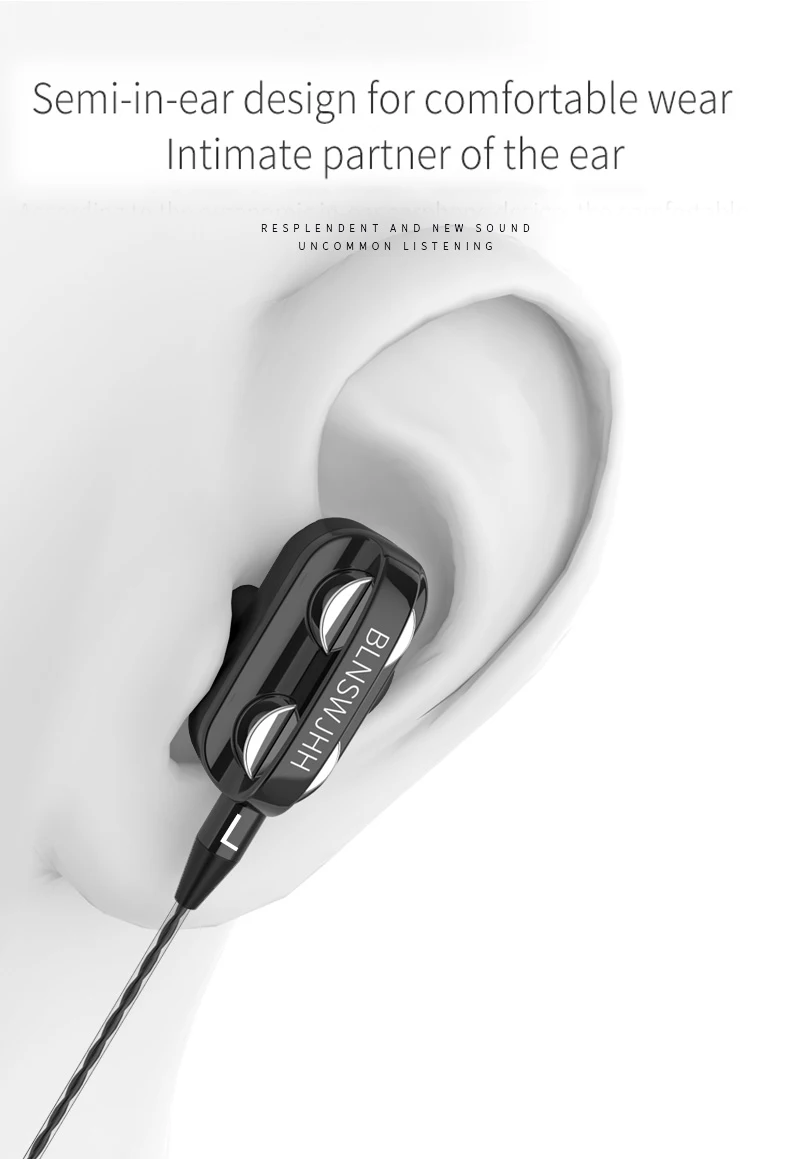Super Bass Sound Earphone Dual Unit Stereo Wired Headphone earphones with microphone Headset For Computer MP3 Smartphone Samsung (6)