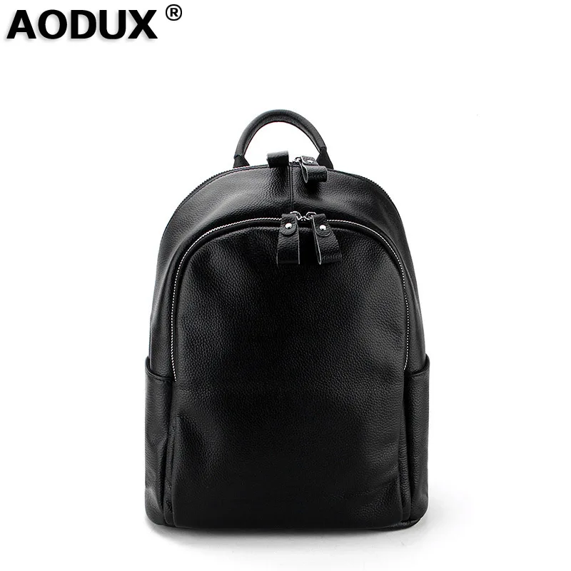 

AODUX 2018 Genuine Leather Backpacks Female Real Cowhide Women Backpack Top Layer Cow Leather Shoulder Bag For Teenagers Girls