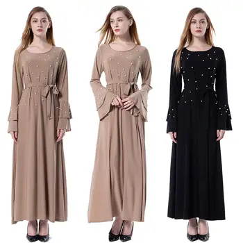 

Ramadan Abaya Dress Women Muslim Long Sleeve Beaded Kaftan Jilbab Islamic Arab Dresses Dubai Ladies Turkey Clothing