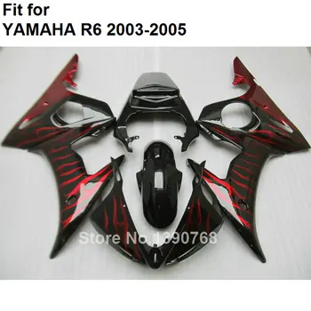 

Aftermarket body parts fairings for Yamaha YZF R6 2003 2004 2005 red flames black Motorcycle fairing kit YZFR6 03 04 05 BC20