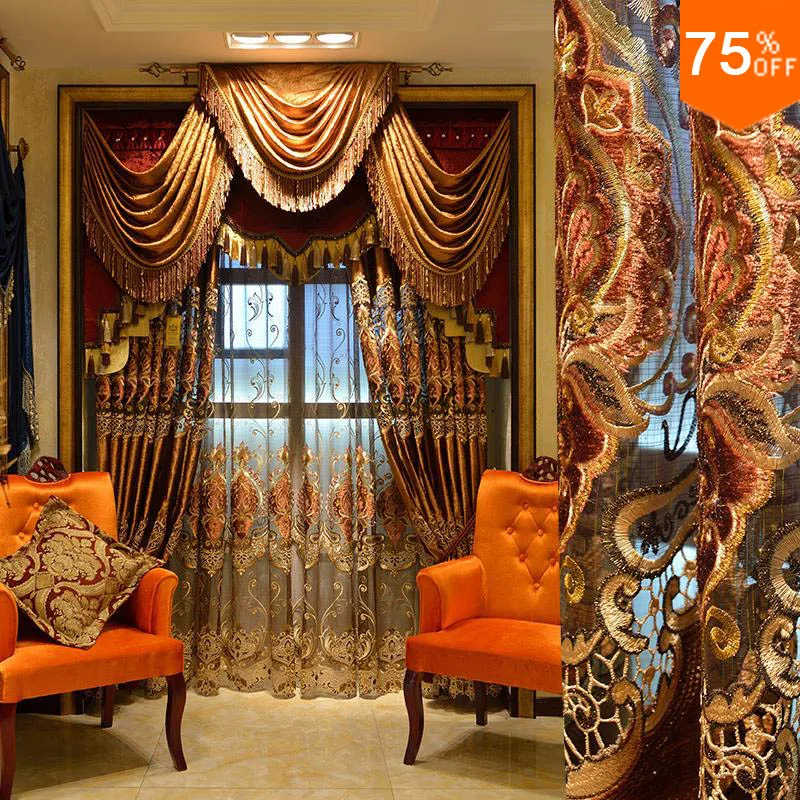 

Most Luxury Coffee Royal Velvet curtain Brown curtains for living room Drapes Door curtains DuBai Drapery Valance tulle curtains