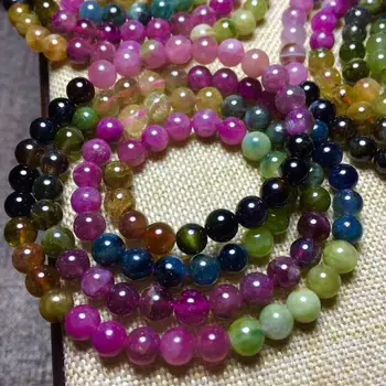 

FREE SHIPPING Natural Colorful Tourmaline Crystal Beads Bracelet AAA 5.8-5mm 3rows