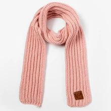 Модный зимний шарф для мальчиков и девочек, детский шарф с помпоном, теплый шарф для шеи, вязаные шерстяные шарфы