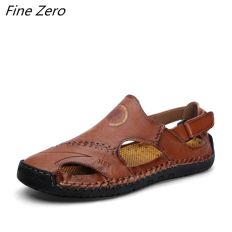 

New Men Soft Sandals Genuine Leather Cowhide Men Sandals Summer Quality Beach Slippers Roman Casual Sneakers Outdoor Beach Shoes