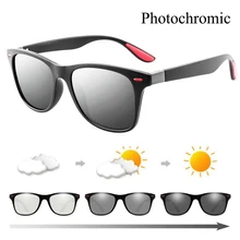 Новинка, фотохромные солнцезащитные очки, поляризационные, прозрачные, солнцезащитные очки для мужчин и женщин, винтажные Ретро очки
