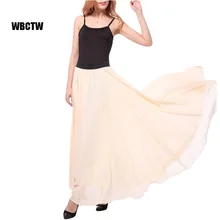 Высокие таможенные издание новые поступления женская одежда женщины Высокой Талией Плиссе Длиной макси повседневная шифон юбки высокое качество