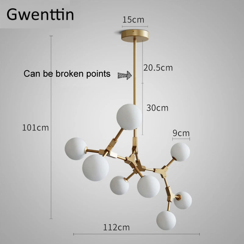 Современные Волшебные золотистые люстры, светодиодный стеклянный шар, подвесной светильник, промышленный подвесной светильник, светильник для гостиной, домашний декор