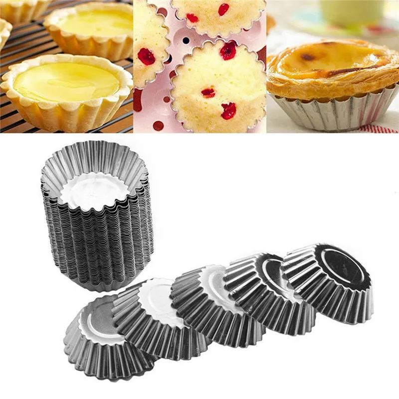 50pcs/set Egg Tart Aluminum Cupcake Cake Cookie Mold Tin Baking Tool Baking Cups Mold Cookie Pudding Mould Baking Tools 50pcs/set Egg Tart Aluminum Cupcake Cake Cookie Mold Tin Baking Tool Baking Cups Mold Cookie Pudding Mould Baking Tools