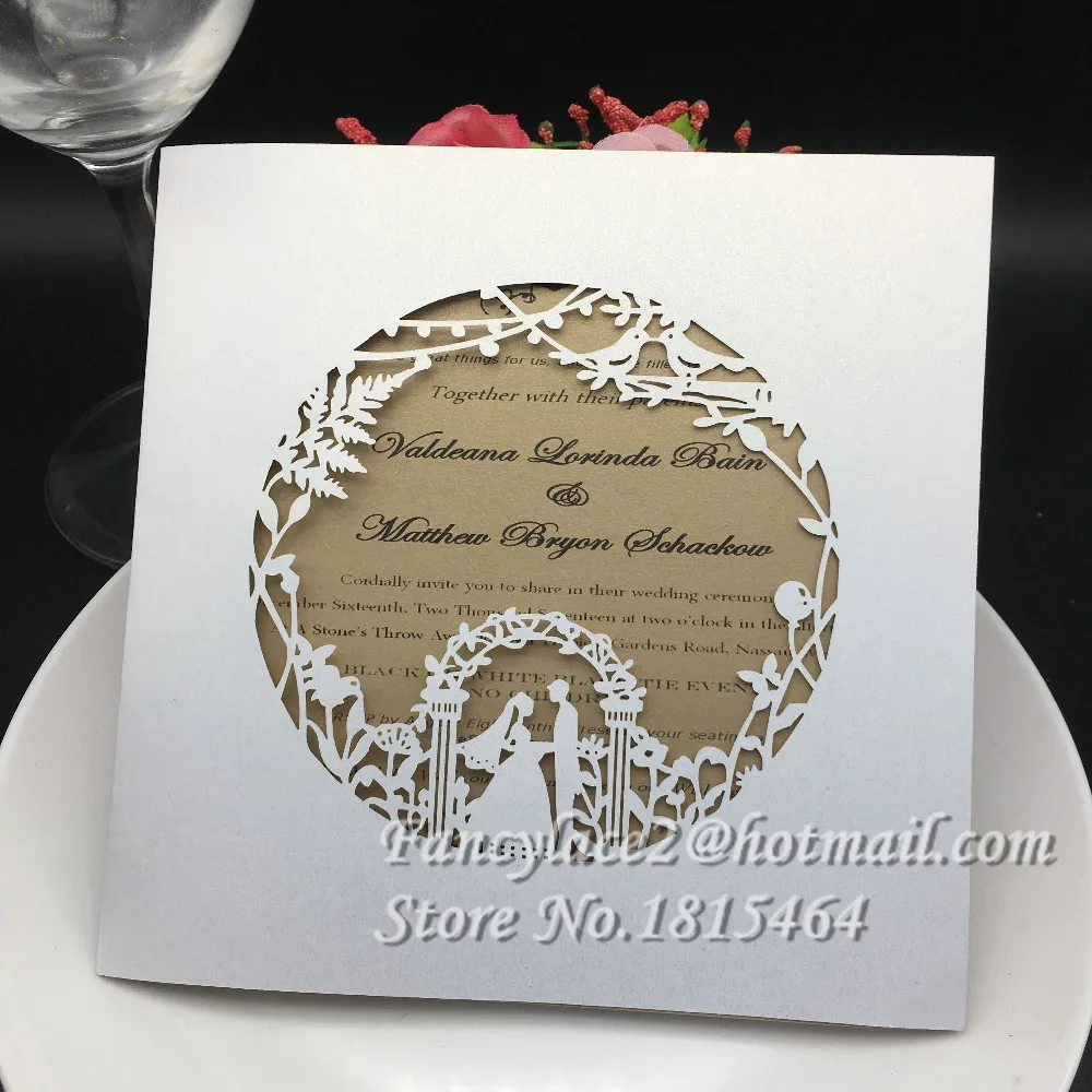 us 42 99 50pcs wedding engagement paper laser cut wedding invitations cards customizable invitation event party supplies in cards invitations customizable invitation