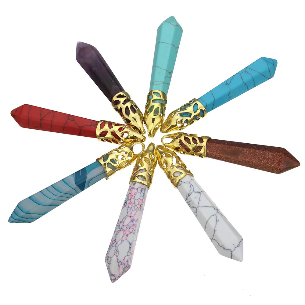 

Popular Bullet Shape Natural Gem stone Pendant Quartz Crystal Necklace Pendant Charms for Men Women
