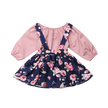 От 1 до 4 лет, Детская футболка для маленьких девочек+ комбинезон, наряды, платье, одежда