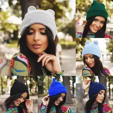 New Fashion Unisex Women Men Knit Winter Warm Ski Crochet Slouch Hat Cap Beanie Oversized Cute Cat Ear Beanies
