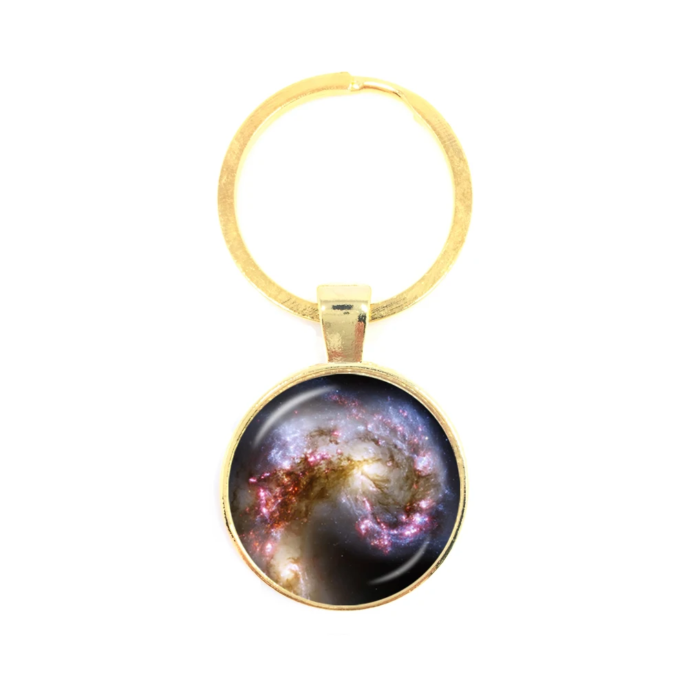 

Galaxy Nebula Keychain Glass Cabochon Solar System Key Ring Glass Dome Planet Universe Key Chains Jewelry Key Holder