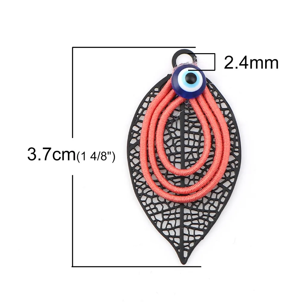 DoreenBeads модные медные и эластичные подвески в виде листьев черные Красочные