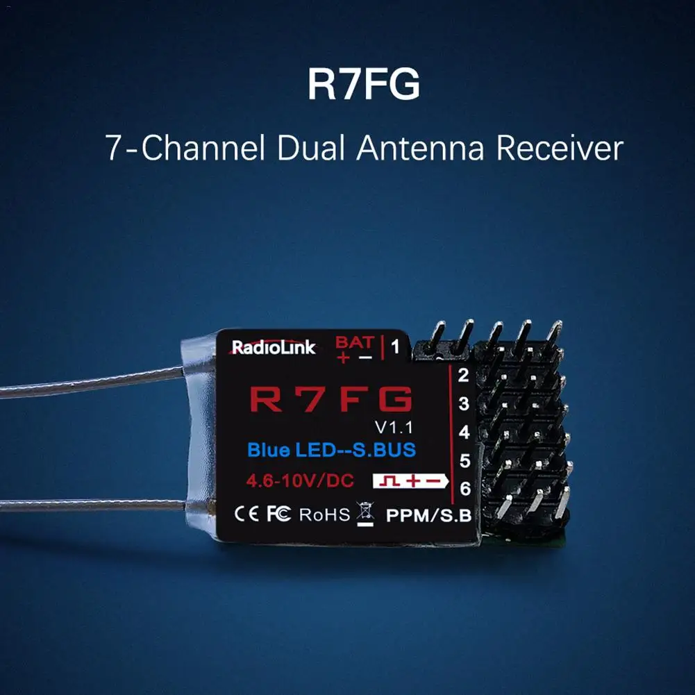 Радиоприемник R7FG 2.4GH 7CH двойной антенный приемник для RC RC6GS/RC4GS/RC4G/RC3S/T8FB