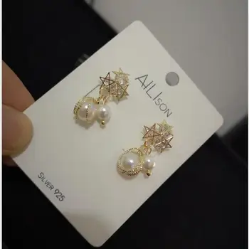 

Free shipping REAL HUGE AAA SOUTH SEA WHITE BAROQUE PEARL Earrings plated gold S925 silver