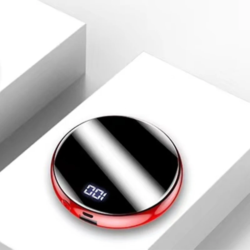Мини банк питания 10000 мАч тонкий цифровой дисплей Быстрая зарядка портативное зарядное устройство круглый зеркальный блок питания для Iphone Xiaomi
