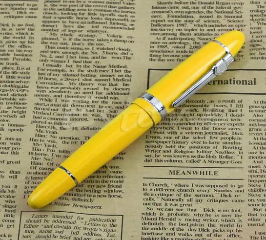 Yellow Горячая Металлическая сталь Jinhao 159 золото и серебро Отделка Средний Перо гладкие авторучки цветные ручки школьные офисные принадлежности стационарные - Цвет: Yellow