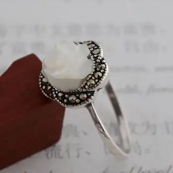 

Jade Angel 925 Silver Rosettes Mother of Pearl Ring Fine Women Ring Christmas Gifts Mother's Day Gifts Valentine's Day Gifts