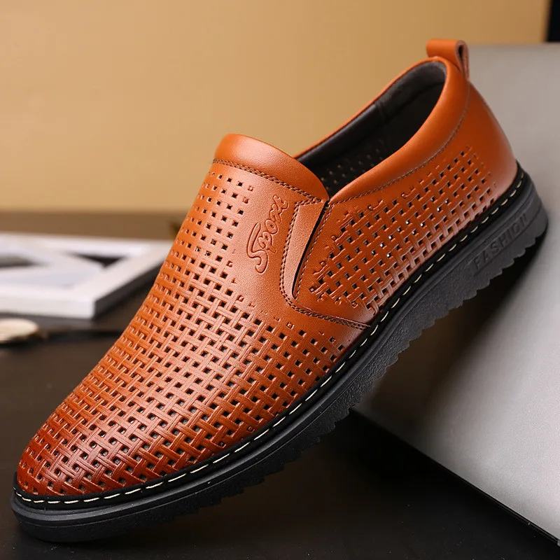 

2019 Best-Selling Men's Soft Bottom Casual Shoes Summer Breathable Hiking Shoes Men's Leather Sports Shoes Top Tayer Leather Men