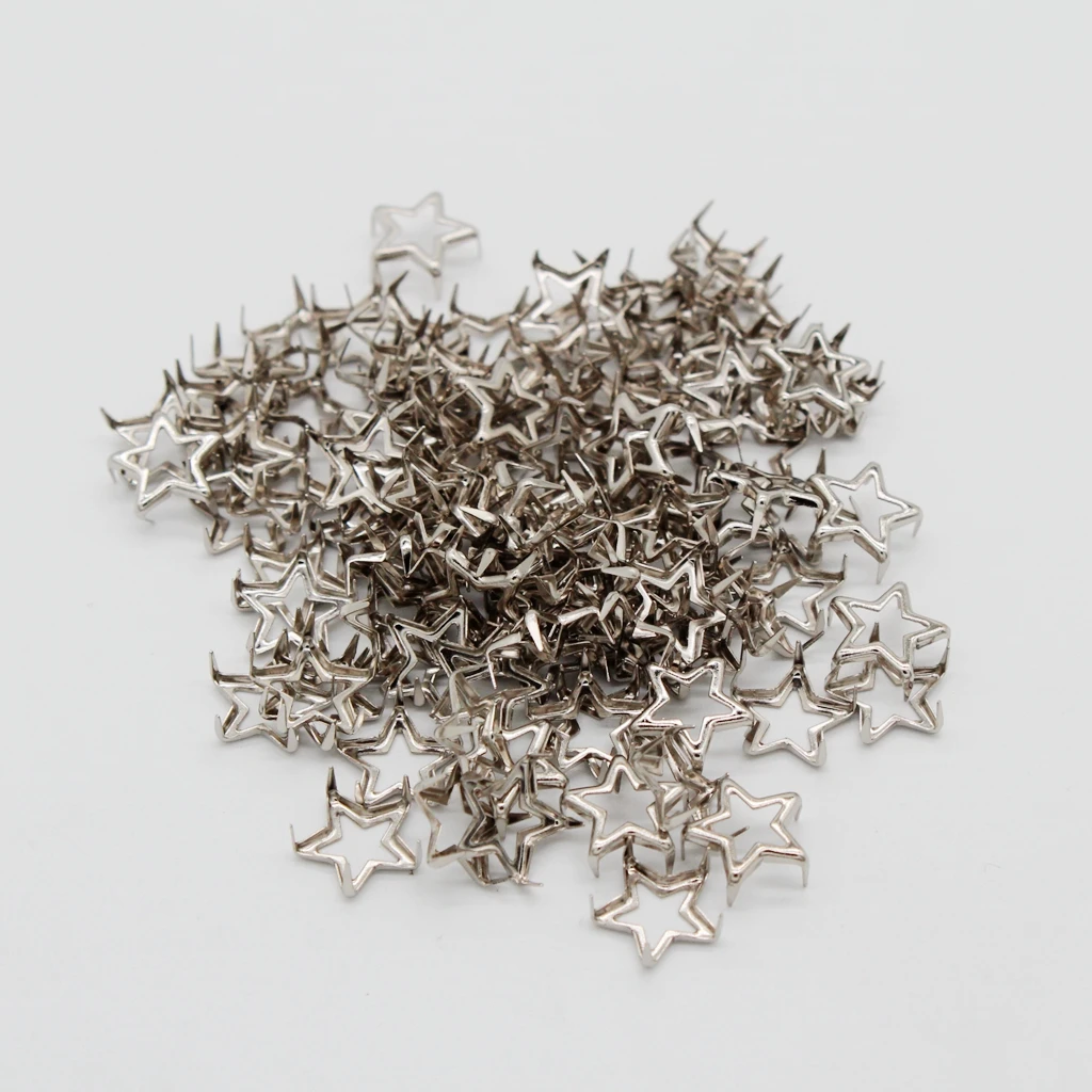 fityle 100Pcs Metal Hollow Star Rivet Studs 12mm Pentacle Type Studs Nailheads Punk Bag Shoes DIY Accessories