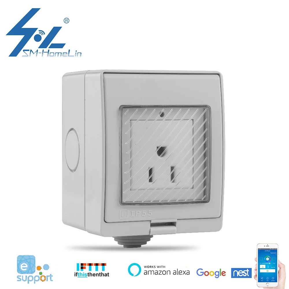 

WIFI Smart Wall Socket US UK Plug IP55 Waterproof Outdoor Dust proof Ewelink APP Remote Control IFTTT Electrical Power Outlet