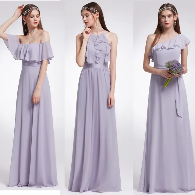 Ever-Pretty Women Wedding Long Bridesmaid Dresses Chiffon Sexy A Line Sleeveless Formal Wedding Guest Party Bridesmaid Dress