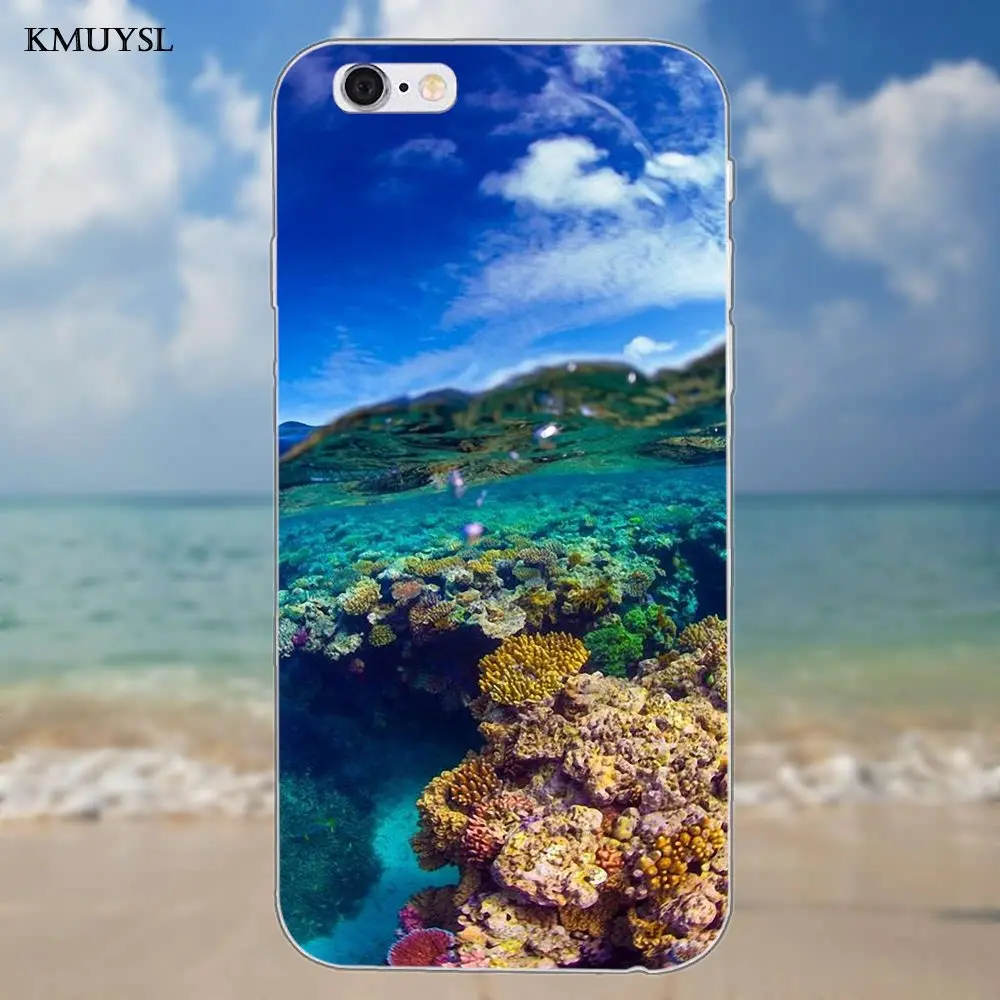 Мягкий ТПУ Новый Модный Большой Барьерный риф для iPhone X 4 4S 5 5C SE 6 S 7 8 Plus Galaxy S5 S6 S7 S8