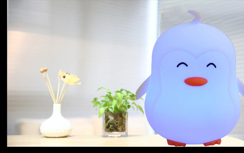 SuperNight Cute Cartoon Penguin LED Night Light Battery Power Silicone Multi-Color Bedroom Bedside Table Lamp for Kids Baby Gift (7)