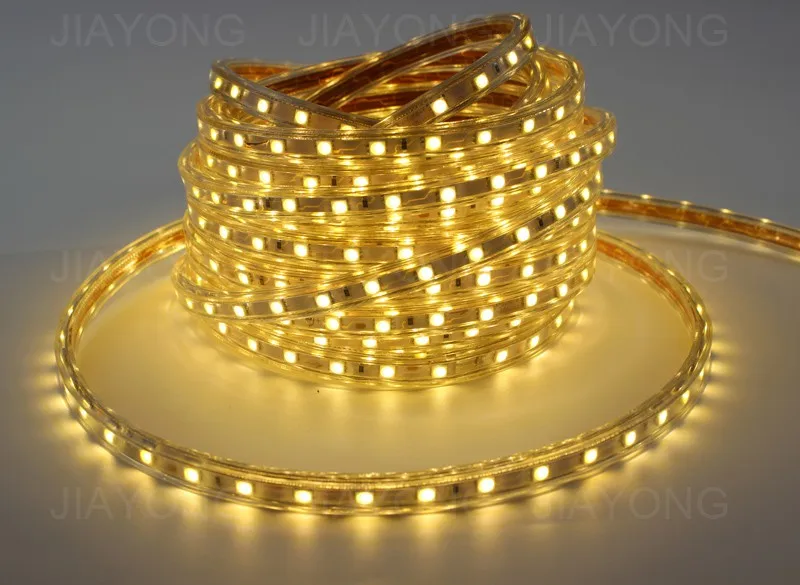 10 м 11.52 Вт/м белый/теплый белый 600led SMD 5050 Светодиодные ленты свет лампы Водонепроницаемый IP66 AC 220 В для гостиная столовая Спальня