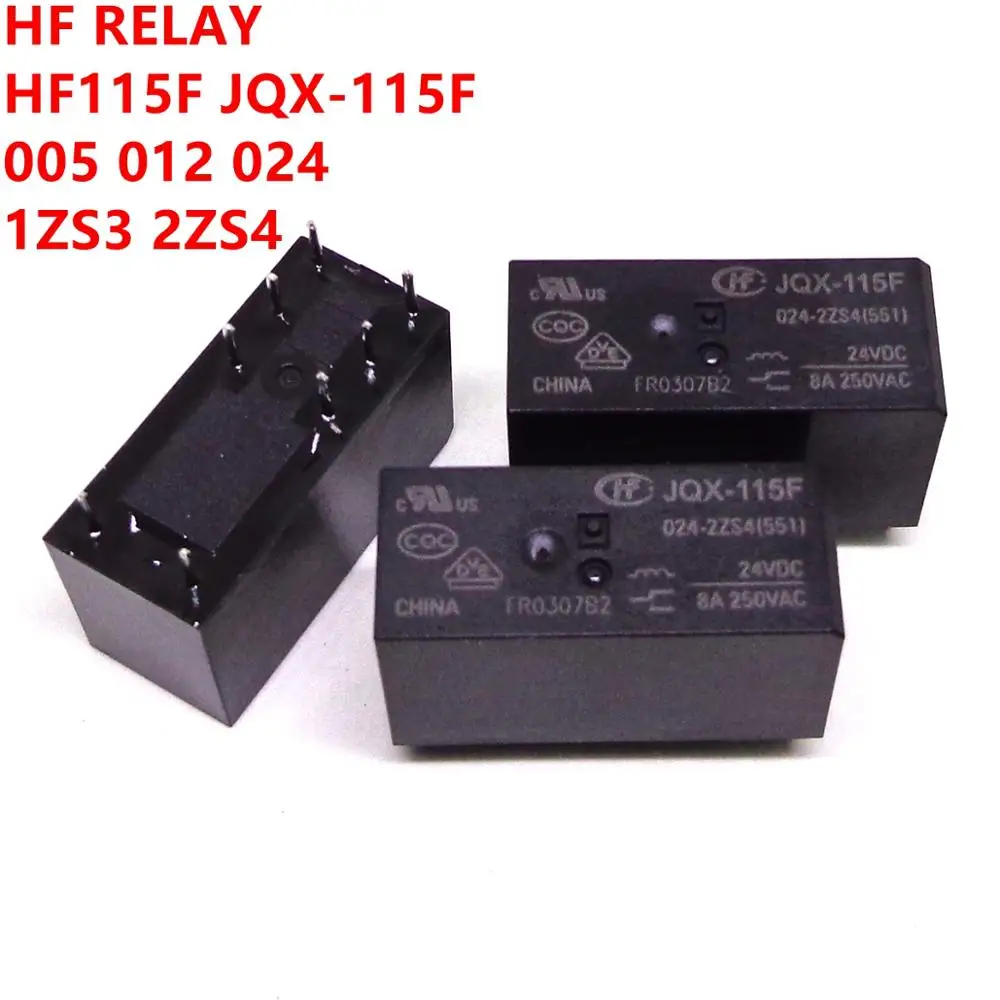 Реле HF HF115F 10 шт. реле 5 В 12 24 100% новое и оригинальное 012 024 2ZS4 551 8A 2CO В|Реле| |