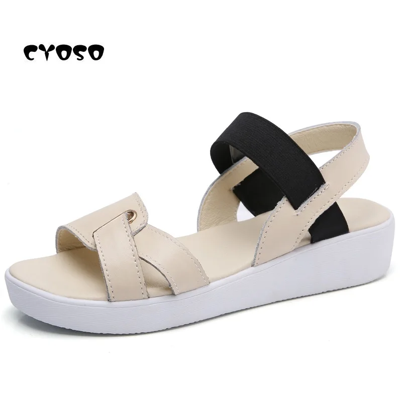 

CYOSO Sandals Women Summer Split Leather Strap Sandals Shoes Female Sandals Espadrilles wedge Women Low Heels Sandals Gladiator