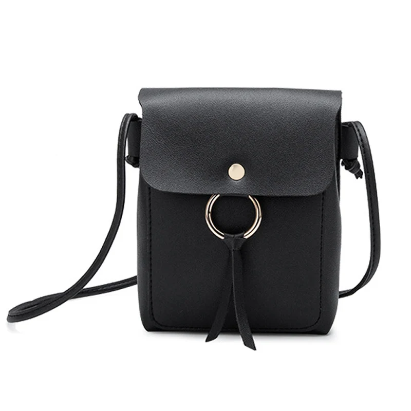 Модная маленькая сумка-мессенджер для женщин из искусственной кожи, летняя мини-сумочка, Дамский карман для сотового телефона, сумки через плечо, Bolsa Feminina - Цвет: Black