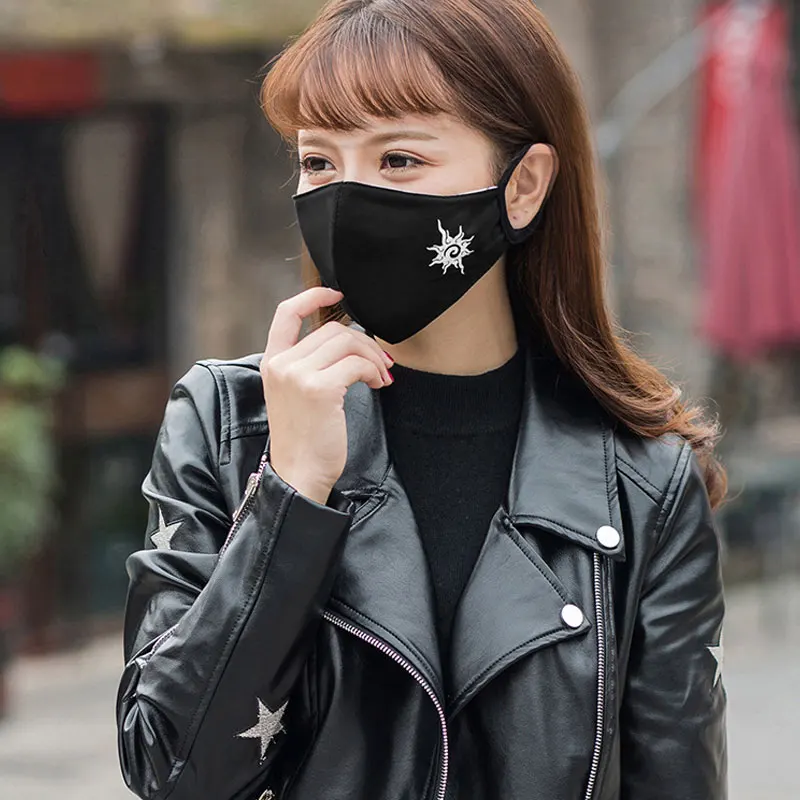 1 шт. модные черные светящиеся девушки лицевая маска Противопылевой фильтр ветрозащитный Рот Муфельные защита от образования бактерий