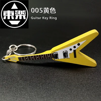 QiCai KEYRING-005 дерево ручной работы Flying-V Форма Брелок-гитара - Цвет: Цвет: желтый