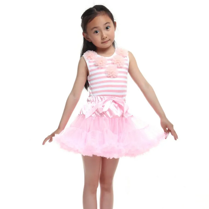 Многослойная короткая юбка для маленькой девочки юбка-пачка для принцессы одежда для танцев юбка для вечеринки 0-8 лет - Цвет: Розовый