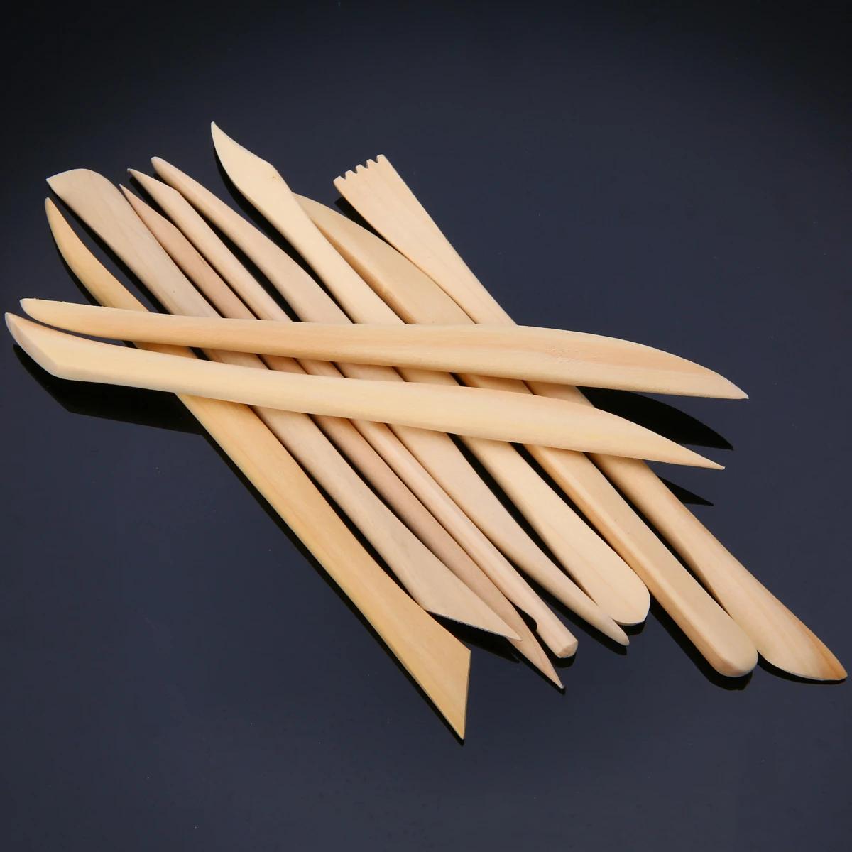New 10pcs Wood Wooden Clay Modeling Tools Set Polymer Clay Tools Sculpting DIY Engrave Craft Play dough Handicraft Smooth Tools