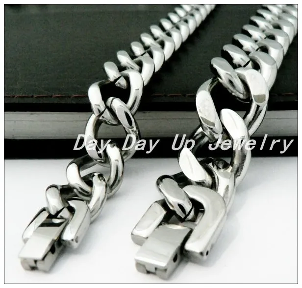60 см / 23 см 15 мм 316L нержавеющей стали прохладный куба цепь серебряные ожерелья и браслеты браслеты ювелирные комплект для мужчин мальчик