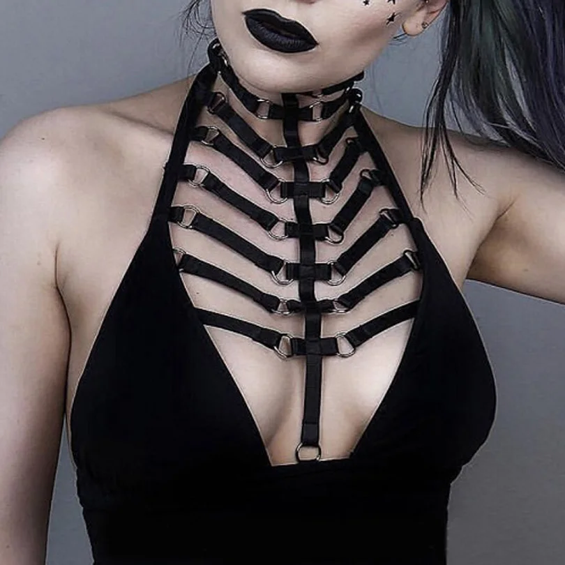 

Punk Bandage Body Harness Garter for Women Wear Lingerie Party Queen Sexy Charming Straps Garter Belt Cupless Bustier Top Gothic