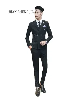 

Mens Notch Lapel 3 Piece Wedding Suit Slim Fit Formal Casual Groom Tuxedos Mens Double Breasted Jacket Blazer Evening Prom