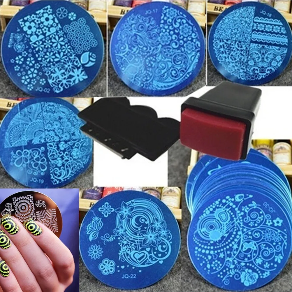 

10Pcs Nail Plates +1 Stamper + 1 Scraper Nail Art Templates Nail Stamping Plates DIY Stamping Scraper Nail Art Decoration