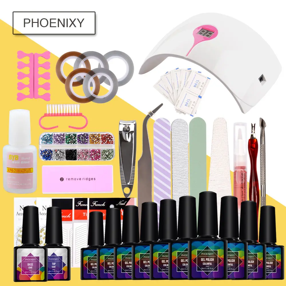 

Set For Manicure 36W LED Lamp Gel Nail Polish Set 10Pcs Gel Polish Nail Art Extension Kit All For Manicure Tools Nail Polish Kit