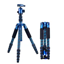 Manbily CZ-306 Colourful Professional Portable Carbon Fiber Camera Tripod Kit 5 Section Tripod Includes B10 Ball Head Blue Color
