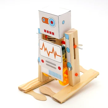 

Diy walking robot science children's hand-assembled toy model wood gift