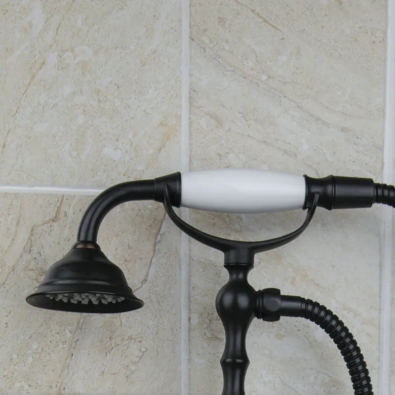 KEMAIDI Ванная комната для душа смеситель для ванной двойная ручка настенное крепление масло втирают Бронзовый набор для душа Насадки для душа и ручной душ