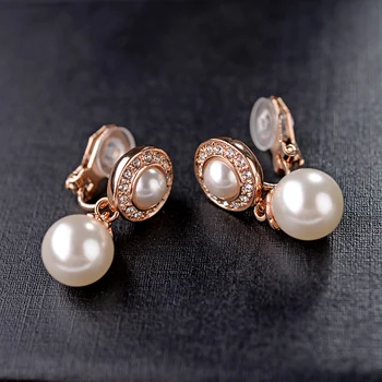 

2018 Hot AAA Cubic Zirconia Clip Earrings Pearl Jewelry Clip Earrings without Piercing No Hole Earrings for Women Christmas Gift