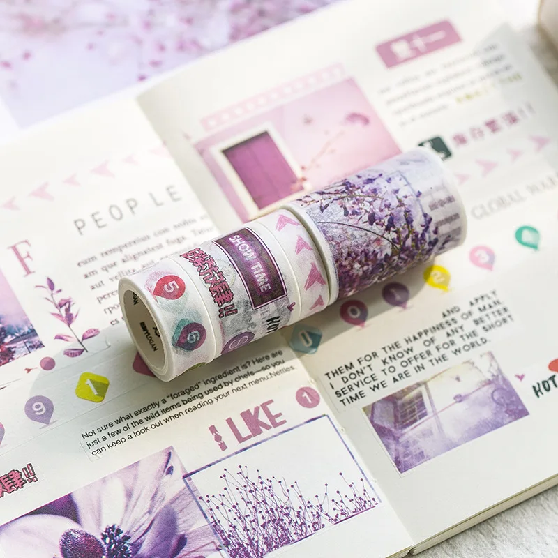 

5rolls/set Fresh European and American style Retro Coffee Decoration Washi Tape DIY Planner Scrapbooking Masking Tape Escolar