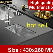 Free shipping Apartment balcony multifunction wash vegetables kitchen manual sink single trough 304 stainless steel 43x26 CM
